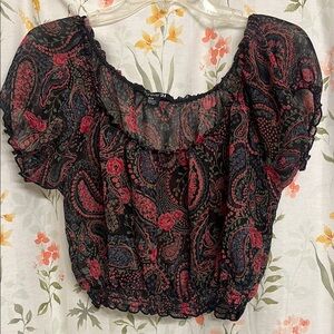 Sheer paisley and floral Forever 21 crop top
